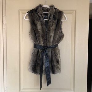 Dana Stein Faux Fur Vest with Belt